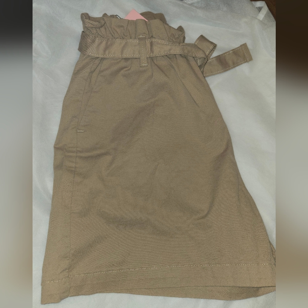 Tan Paperbag Waist Shorts